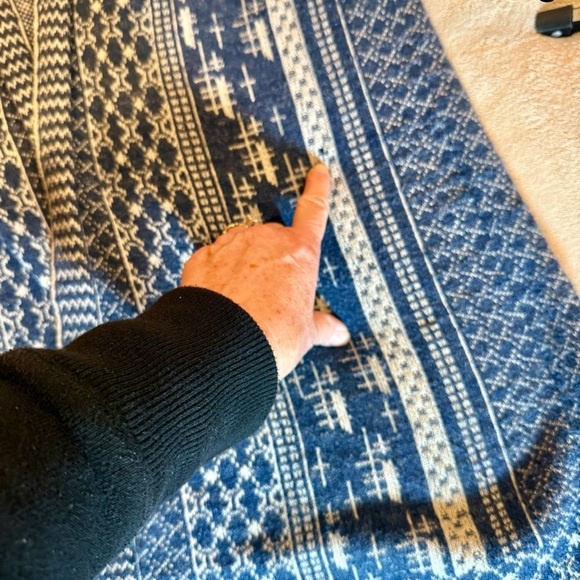 Lucky Brand Blue and Tan open front Longline cardigan sweater size medium - Picture 10 of 11